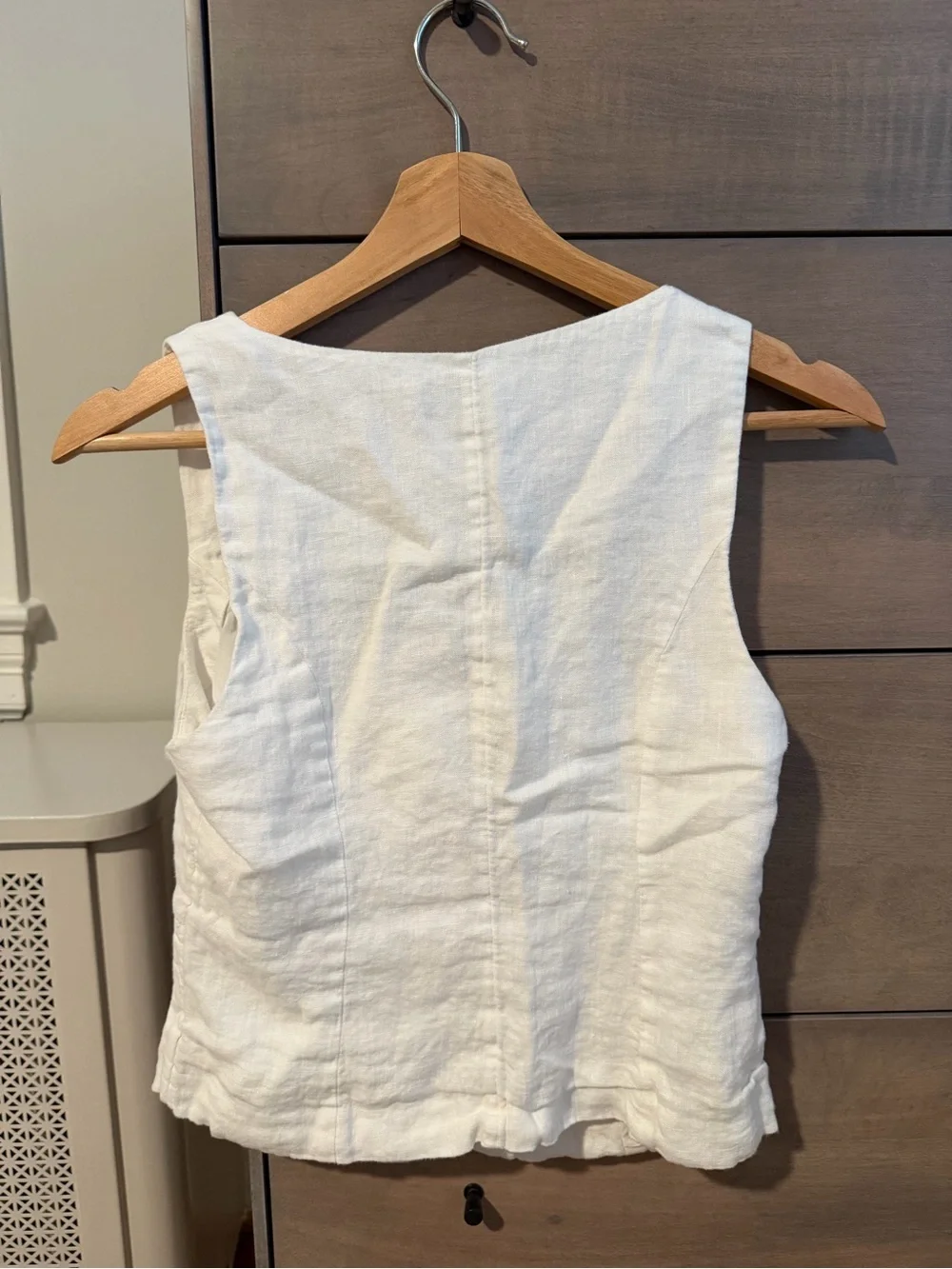 J. Crew White Linen Sleeveless Button-Front Tank - Picture 2 of 2